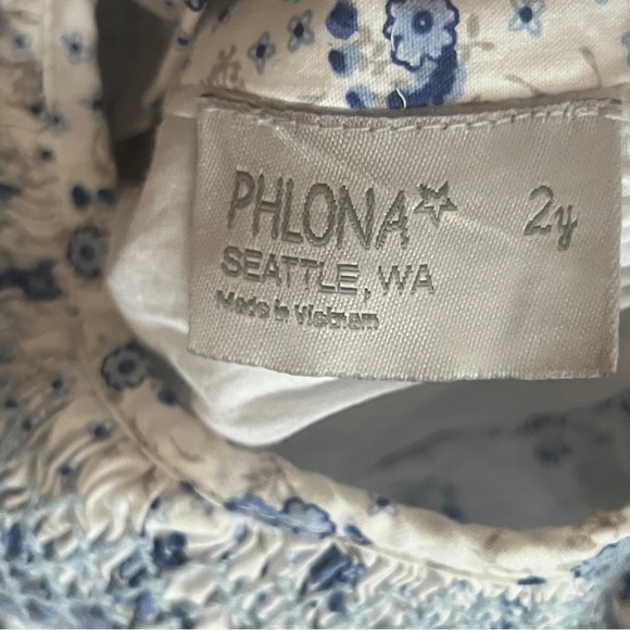 Blue Floral Smocked Dress & Bloomer Set Size 2 - Picture 4 of 4